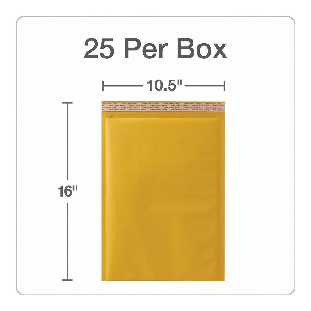 Quality Park Bubble Mailers - Bubble - 10 1/2" Width x 15" Length - Strip - Brown Kraft - 25 / Box. Picture 4