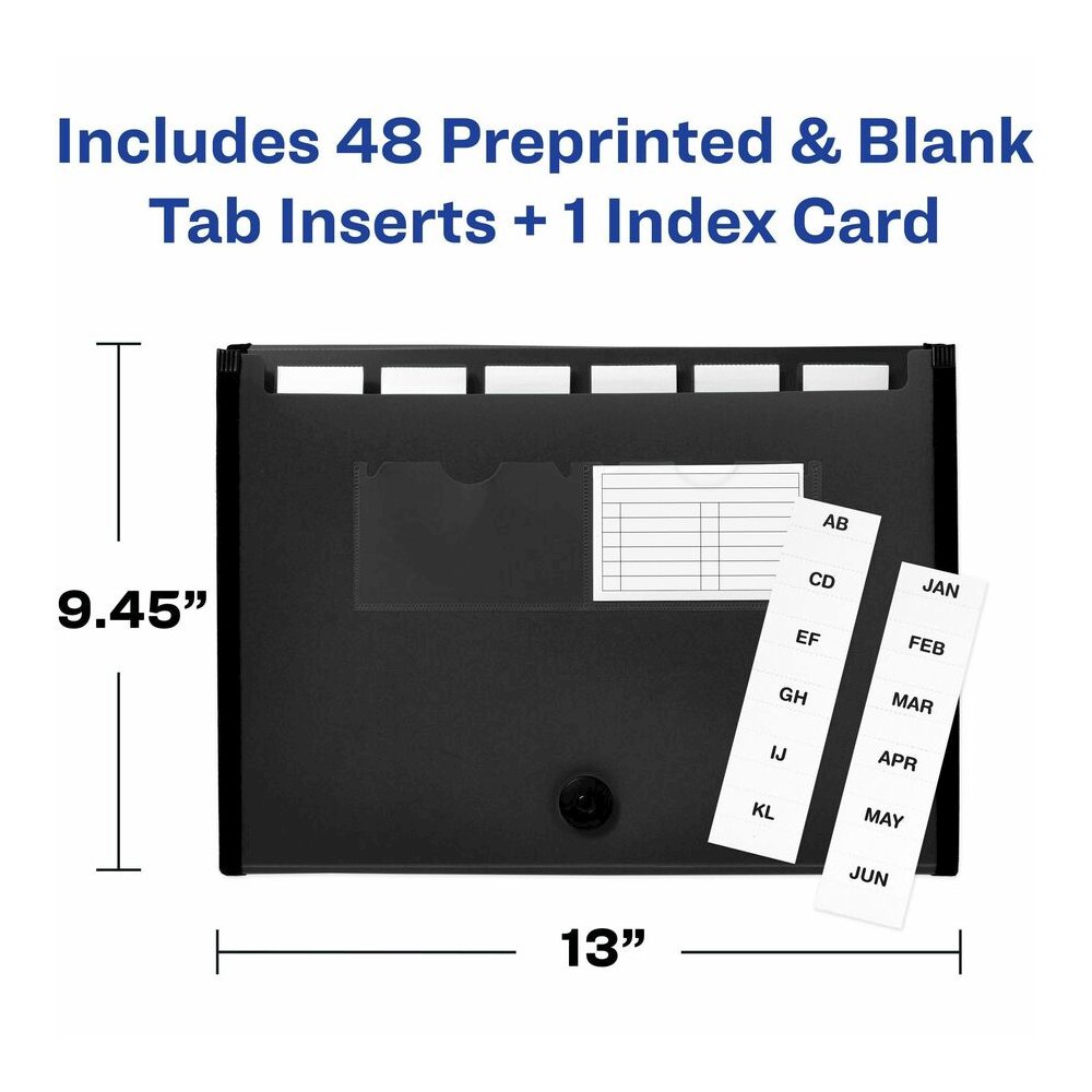 Avery&reg; Letter, A4 Expanding File - 425 Sheets Capacity - 7 Pocket - Polypropylene, Plastic, Fabric - Black - 0% Recycled - 1 Each. Picture 7