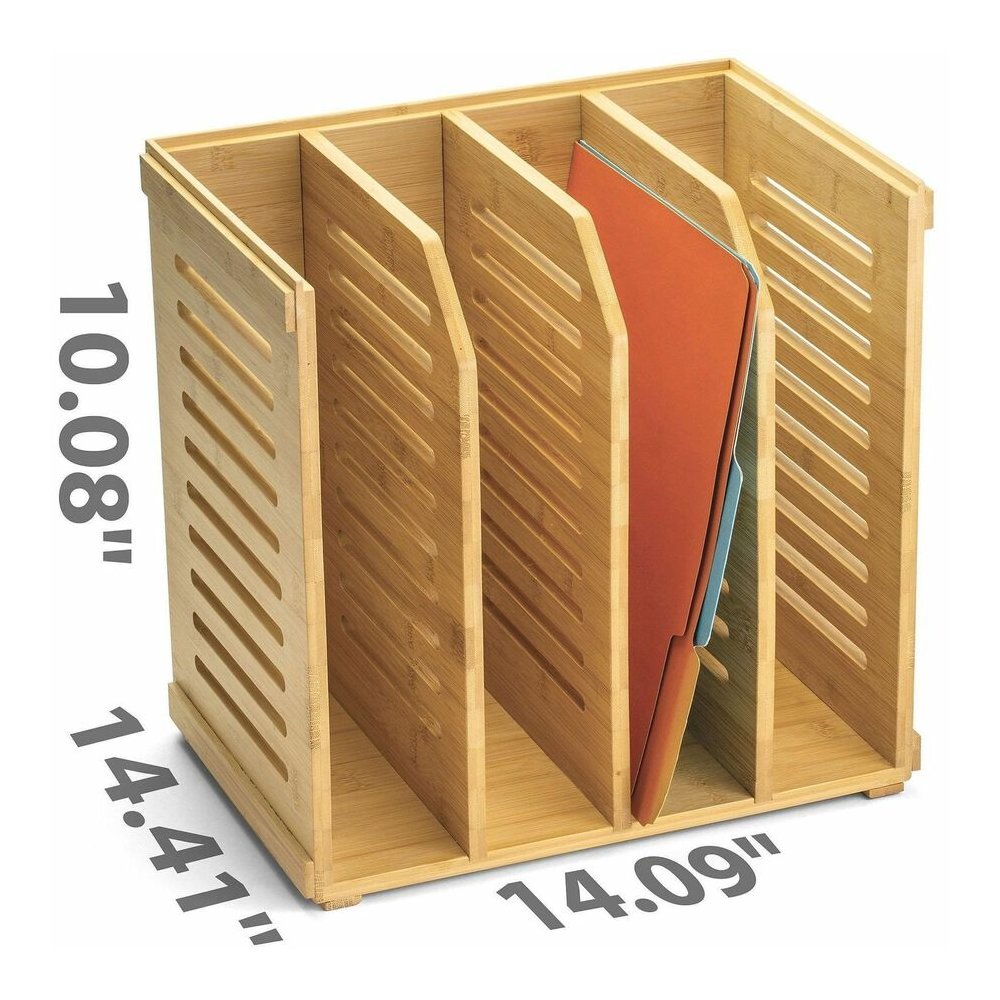Officemate Bamboo Magazine File - 4 Compartment(s) - Horizontal/Vertical - 5.28" Height x 14.09" Width x 8.62" Depth - Stackable - Durable, Stackable - Natural - Bamboo - 1 Each. Picture 5