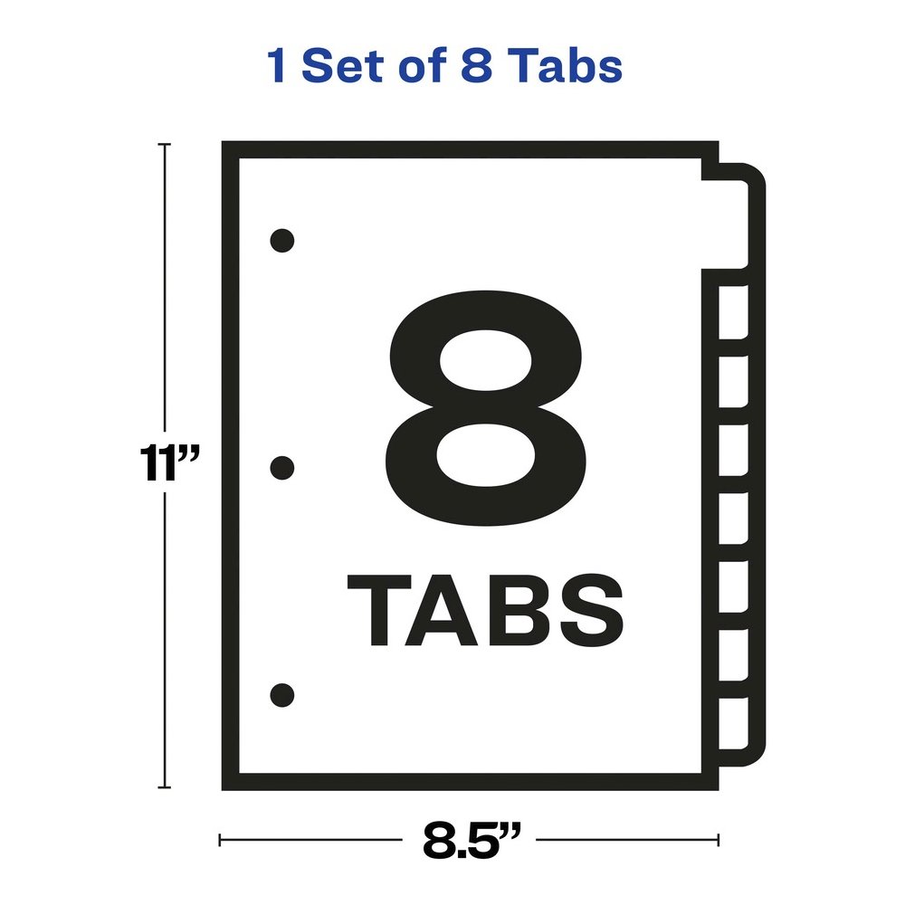Avery&reg; Index Maker Index Divider - 8 x Divider(s) - Print-on Tab(s) - 8 - 8 Tab(s)/Set - 8.5" Divider Width x 11" Divider Length - A4 - 8.50" Width x 11" Length - 3 Hole Punched - White Paper Divi. Picture 4