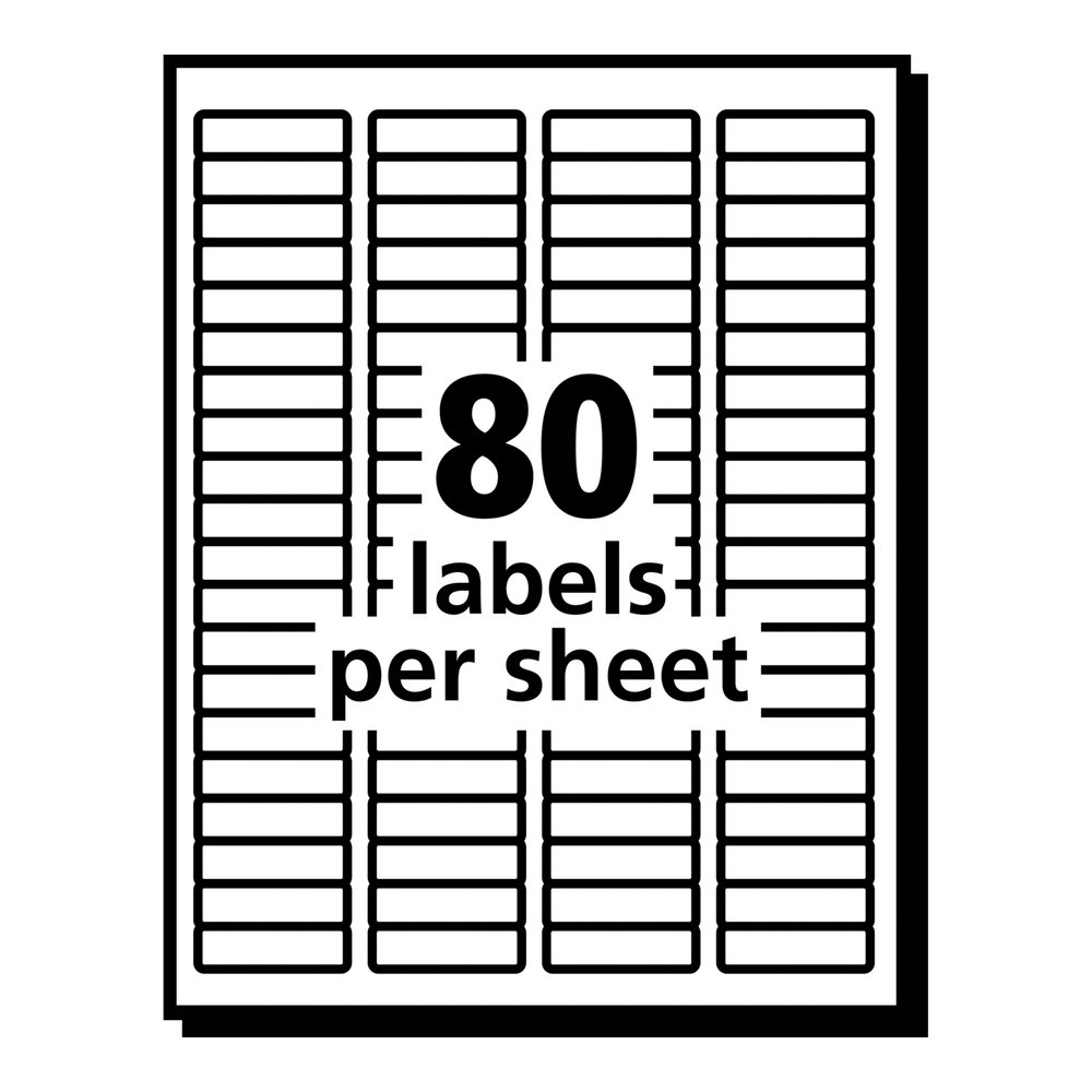 Avery&reg; Easy Peel Inkjet Printer Mailing Labels - 1/2" Width x 1 3/4" Length - Permanent Adhesive - Rectangle - Inkjet - Clear - Film - 80 / Sheet - 25 Total Sheets - 2000 Total Label(s) - 2000 / P. Picture 3