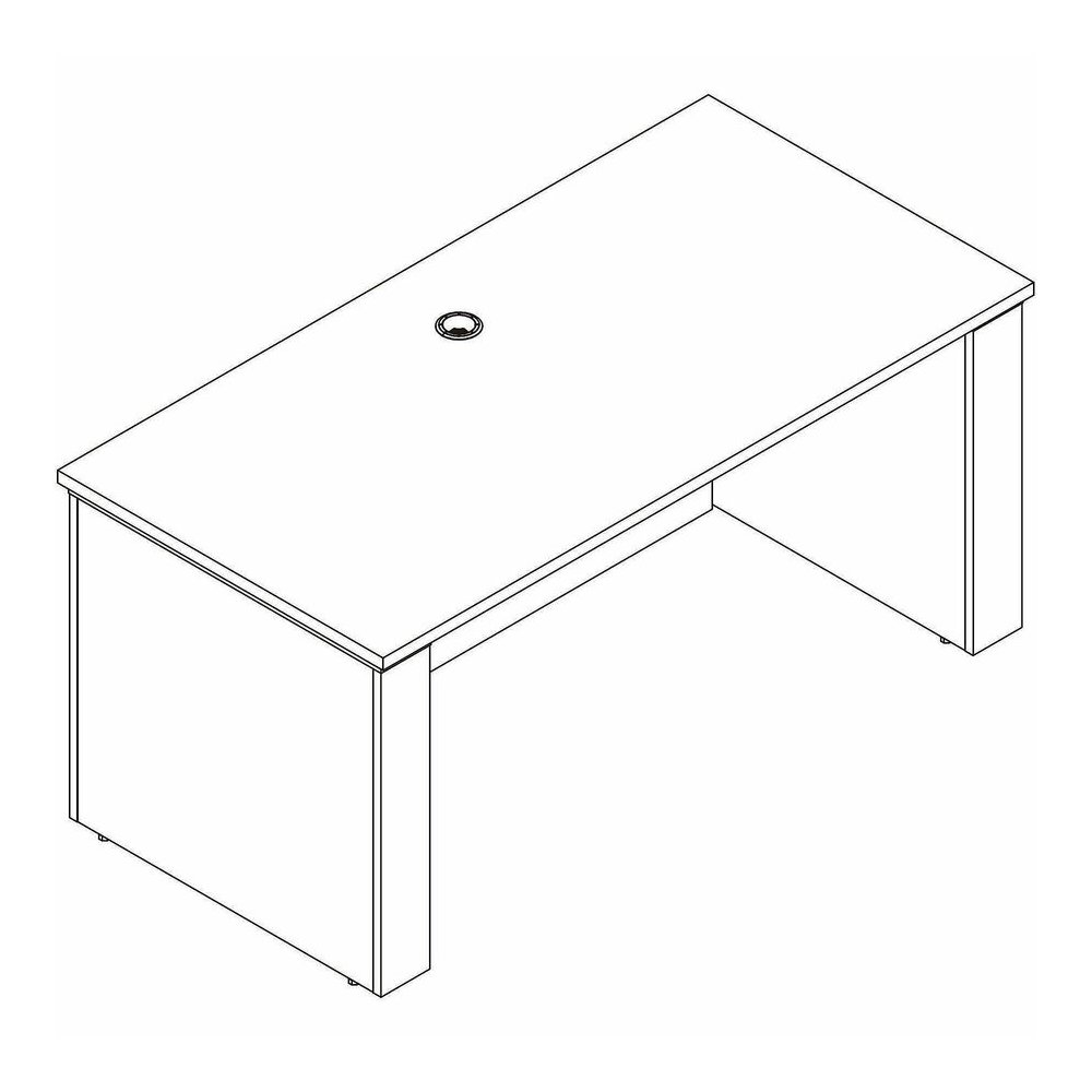 Lorell Essentials 72" Sit-to-Stand Desk Shell - 49" Height x 72" Width x 29" Depth, 1" Thickness Top - Finish: Walnut, Laminate - Walnut, Laminate Table Top - Laminated, Cam Lock, Durable, Grommet, Co. Picture 9