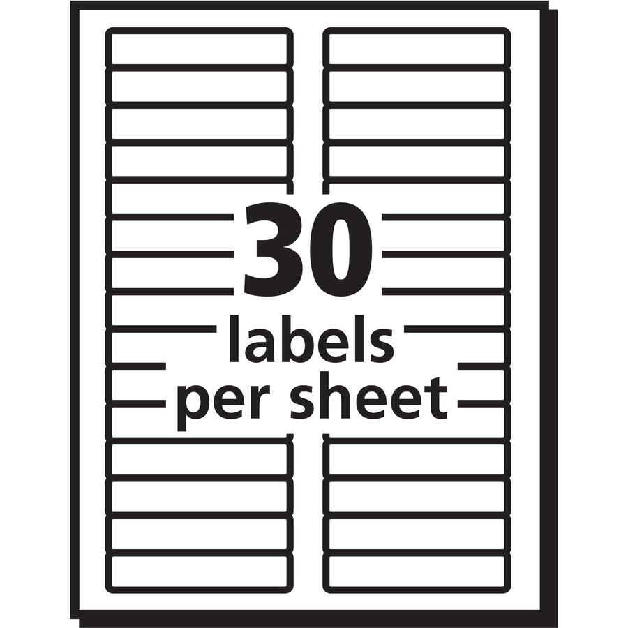 Avery&reg; TrueBlock File Folder Labels - 2/3" Width x 3 7/16" Length - Permanent Adhesive - Rectangle - Inkjet, Laser - Matte - Red - Paper - 30 / Sheet - 50 Total Sheets - 1500 Total Label(s) - 1500. Picture 12