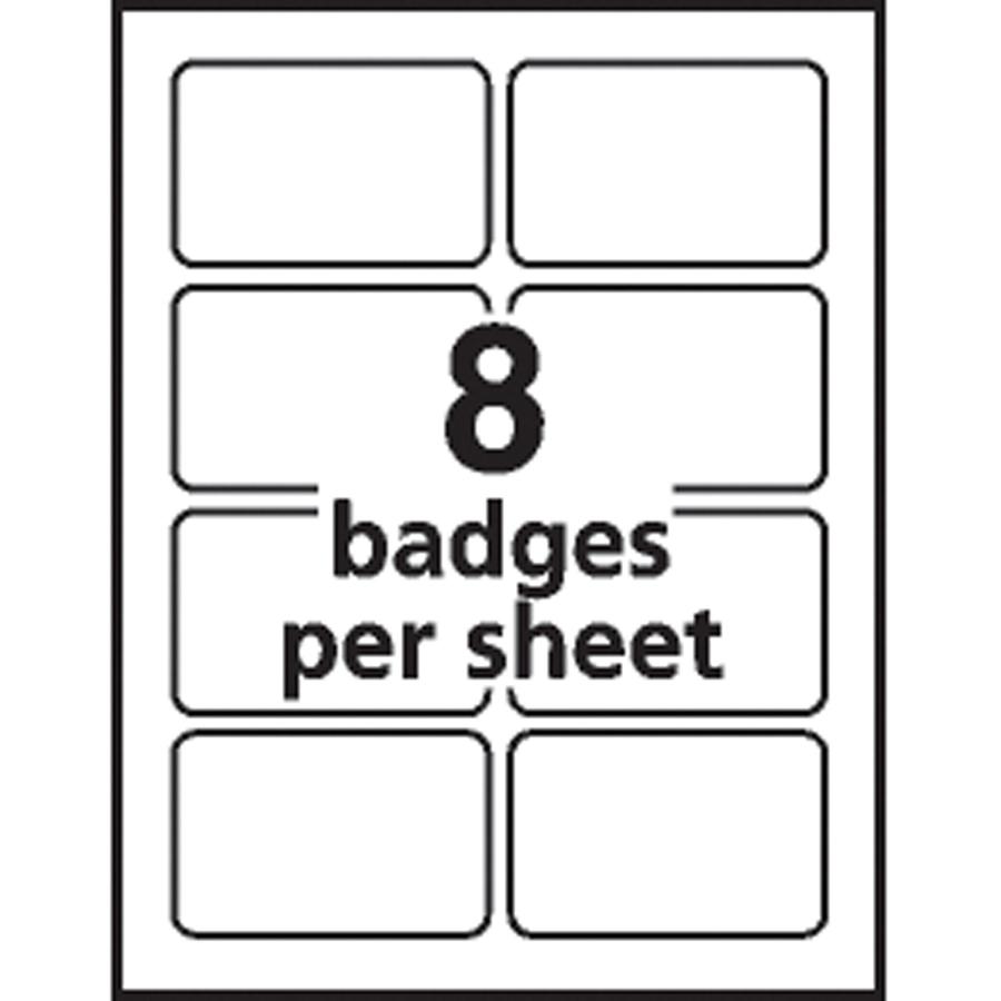 Avery&reg; Name Badge Label - 2 21/64" Width x 3 3/8" Length - Removable Adhesive - Rectangle - Laser, Inkjet - White, Red - Film - 8 / Sheet - 50 Total Sheets - 400 Total Label(s) - 400 / Box. Picture 8