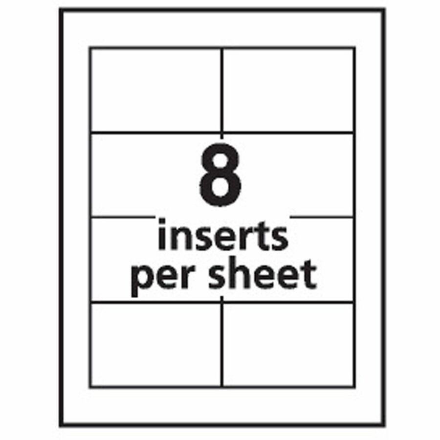 Avery&reg; Laser/Inkjet Badge Insert Refills - x 2 1/4" Width x 3 1/2" Length - Insert - Inkjet, Laser - White - Card Stock - 8 / Sheet - 50 Total Sheets - 400 Total Label(s) - 400 / Box. Picture 2