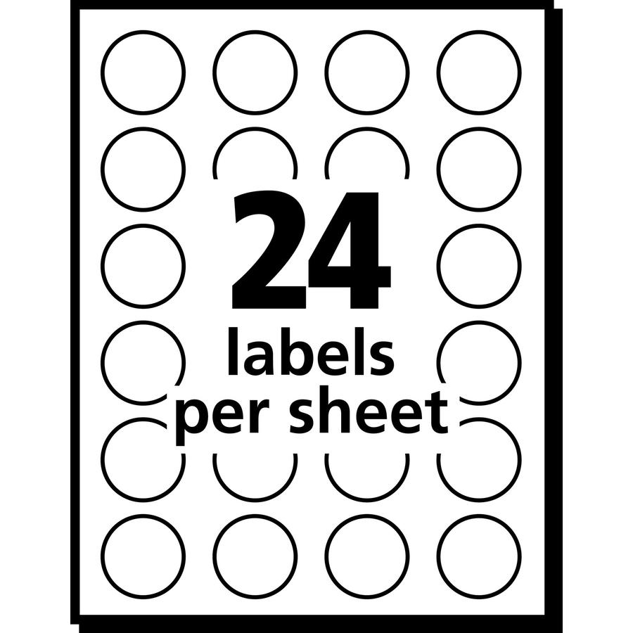 Avery&reg; Removable Print or Write Color Coding Labels - - Width3/4" Diameter - Removable Adhesive - Round - Laser, Inkjet - Blue, Green, Red, Yellow - Paper - 24 / Sheet - 42 Total Sheets - 1008 Tot. Picture 3