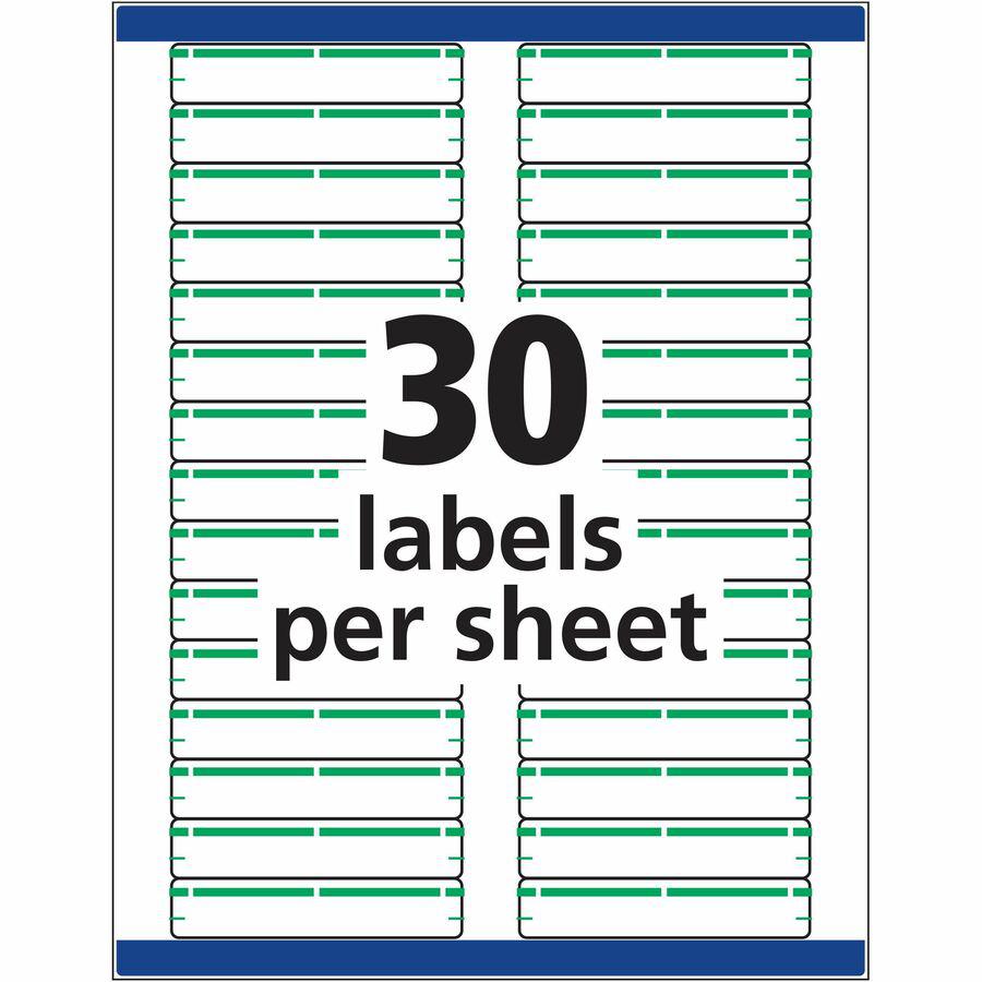 Avery&reg; TrueBlock File Folder Labels - 2/3" Width x 3 7/16" Length - Permanent Adhesive - Rectangle - Inkjet, Laser - Matte - Green - Paper - 30 / Sheet - 50 Total Sheets - 1500 Total Label(s) - 15. Picture 12