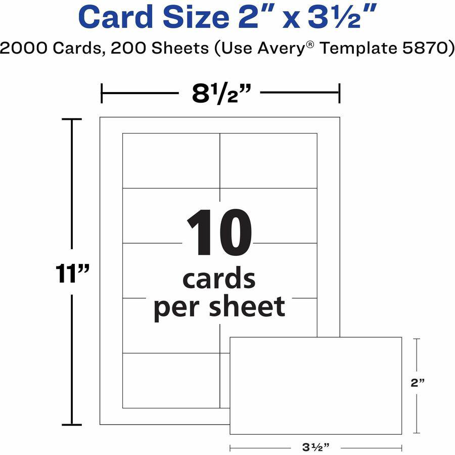 Avery&reg; Clean Edge Business Cards - 145 Brightness - 3 1/2" x 2" - Matte - 2000 / Box - Heavyweight, Perforated, Rounded Corner - White. Picture 3