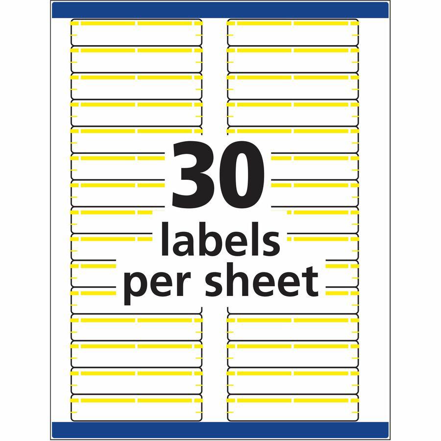 Avery&reg; TrueBlock File Folder Labels - 2/3" Width x 3 7/16" Length - Permanent Adhesive - Rectangle - Inkjet, Laser - Matte - Yellow - Paper - 30 / Sheet - 50 Total Sheets - 1500 Total Label(s) - 1. Picture 12