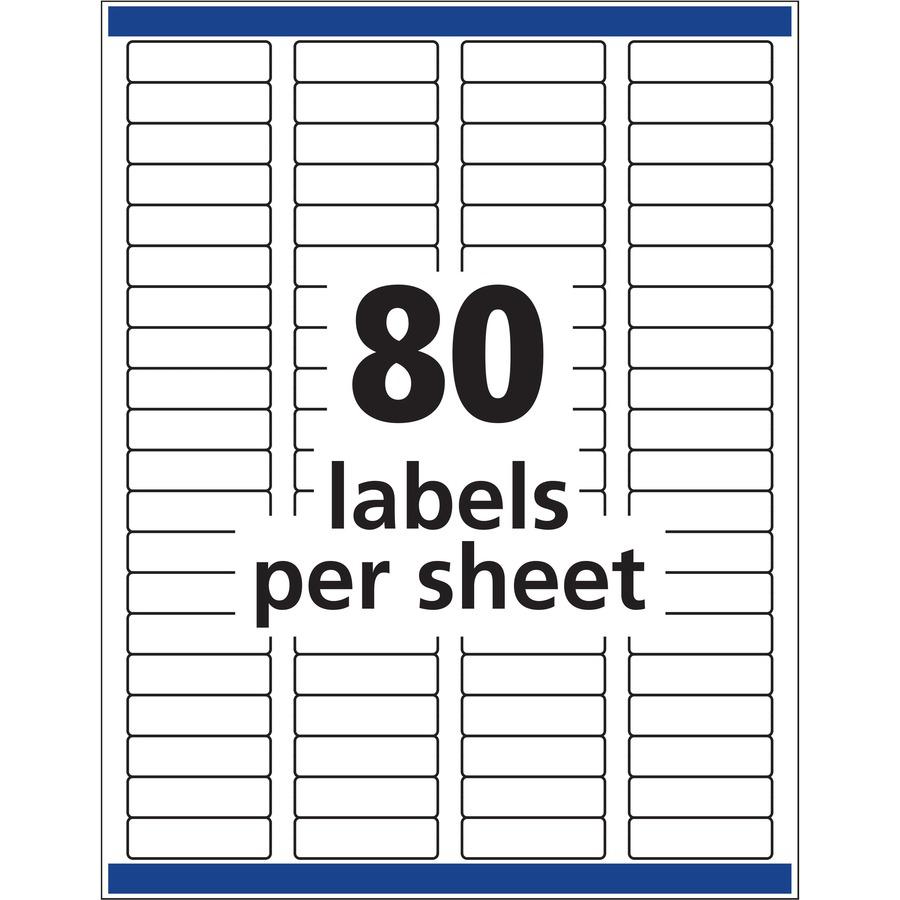 Avery&reg; Removable I.D. Laser/Inkjet Labels - 1/2" Width x 1 3/4" Length - Removable Adhesive - Rectangle - Inkjet, Laser - White - Paper - 80 / Sheet - 25 Total Sheets - 2000 Total Label(s) - 2000 . Picture 4