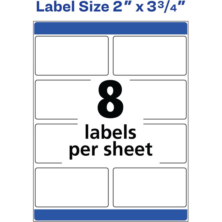 Avery&reg; Shipping Labels, Sure Feed, 2" x 3-3/4" , 200 Labels (6873) - 2" Width x 3 3/4" Length - Permanent Adhesive - Rectangle - Laser, Inkjet - Matte - White - Paper - 8 / Sheet - 25 Total Sheets. Picture 5