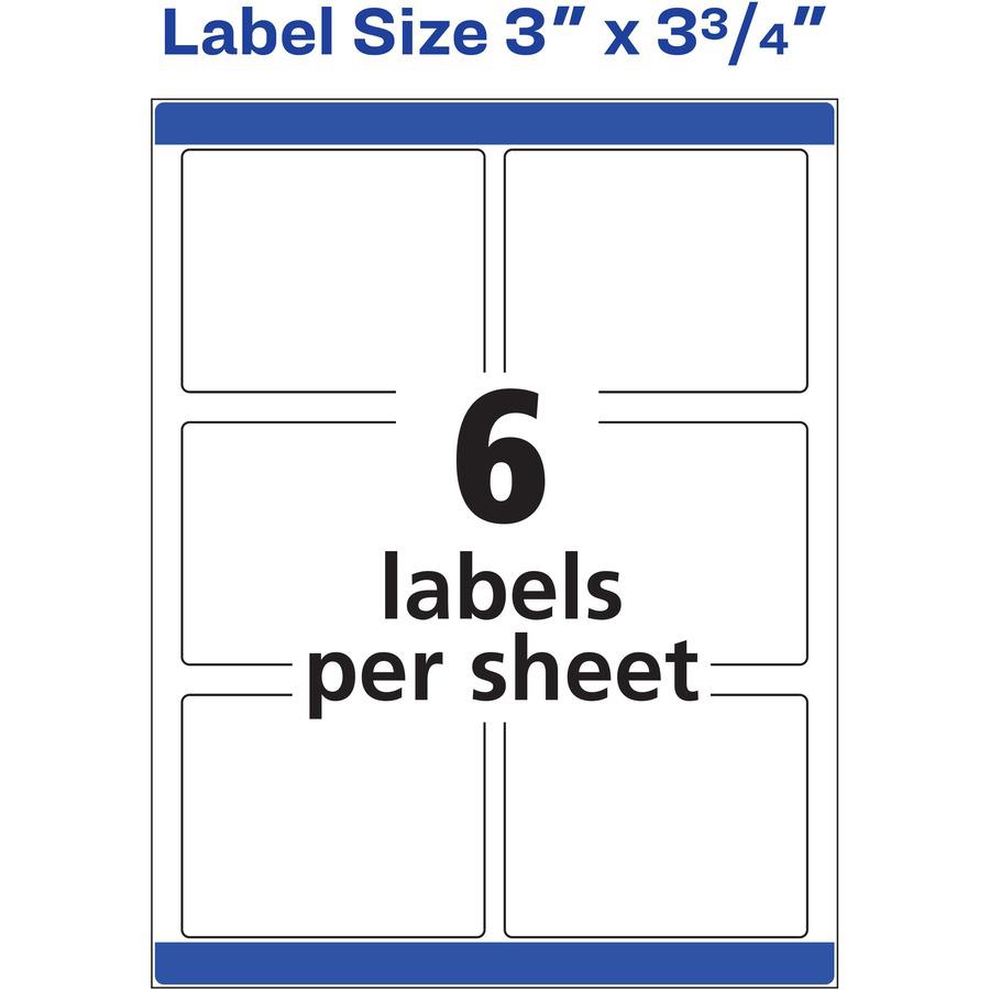 Avery&reg; Shipping Labels, Sure Feed, 3" x 3-3/4" , 150 Labels (6874) - 3" Width x 3 3/4" Length - Permanent Adhesive - Rectangle - Laser - White - Paper - 6 / Sheet - 25 Total Sheets - 150 Total Lab. Picture 4