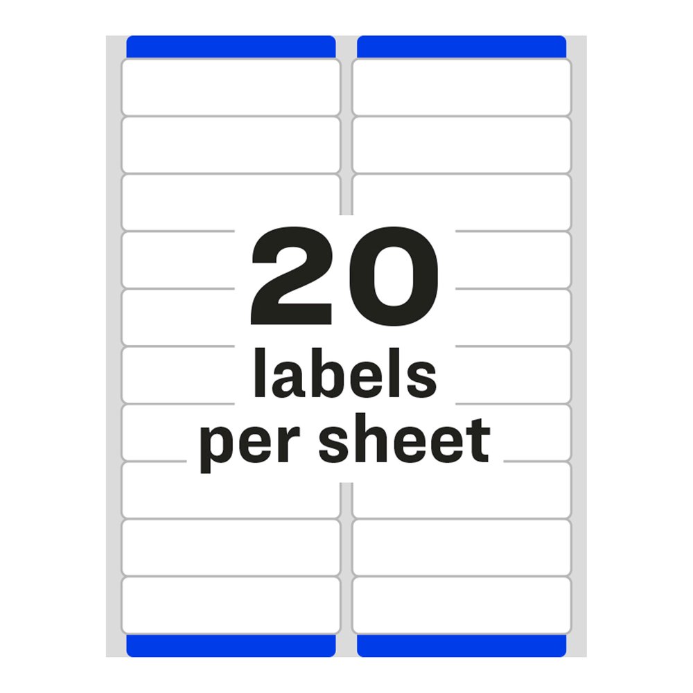 Avery&reg; Easy Peel Address Labels, 1" x 4" , 2,000 White Labels (8461) - x 1" Width x 4" Length - Permanent Adhesive - Rectangle - Inkjet - Matte - White - Paper - 20 / Sheet - 100 Total Sheets - 20. Picture 4