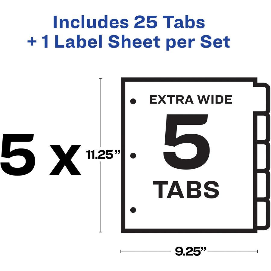 Avery&reg; Index Maker Index Divider - 25 x Divider(s) - Print-on Tab(s) - 5 - 5 Tab(s)/Set - 9.3" Divider Width x 11.25" Divider Length - 3 Hole Punched - White Paper Divider - White Paper Tab(s) - H. Picture 7