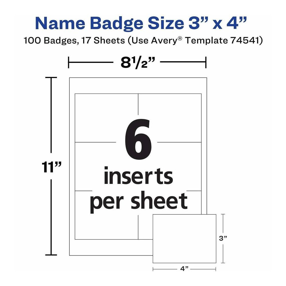 Avery&reg; Clip-Style Name Badges - 4" x 3" - Clip - White, Clear - 1 Box. Picture 5