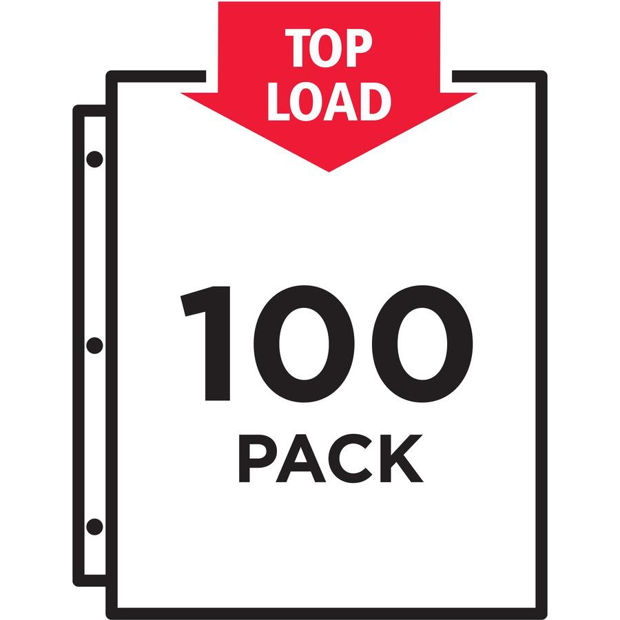 Avery&reg; Economy Recycled Sheet Protectors - Acid-free, Archival-Safe, Top-Loading - For Letter 8 1/2" x 11" Sheet - 3 x Holes - Ring Binder - Top Loading - Semi Clear - Polypropylene - 100 / Box. Picture 5