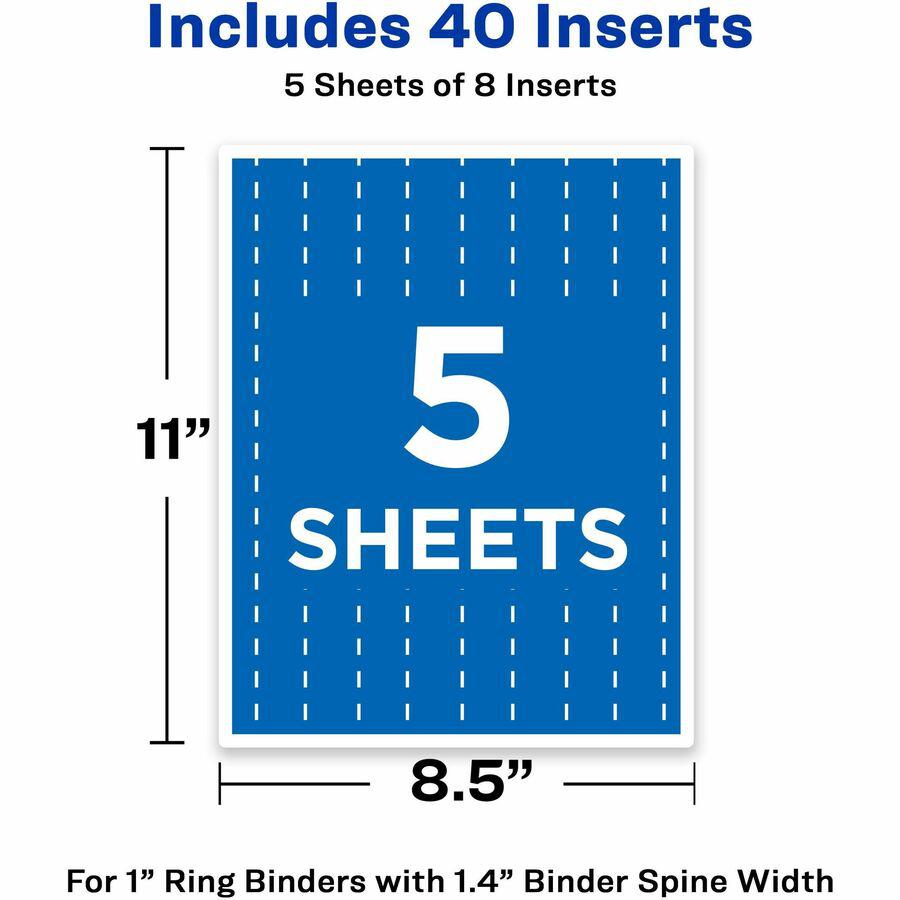 Avery&reg; Binder Spine Inserts - 1" Sheet - White - Card Stock - 40 / Pack. Picture 7
