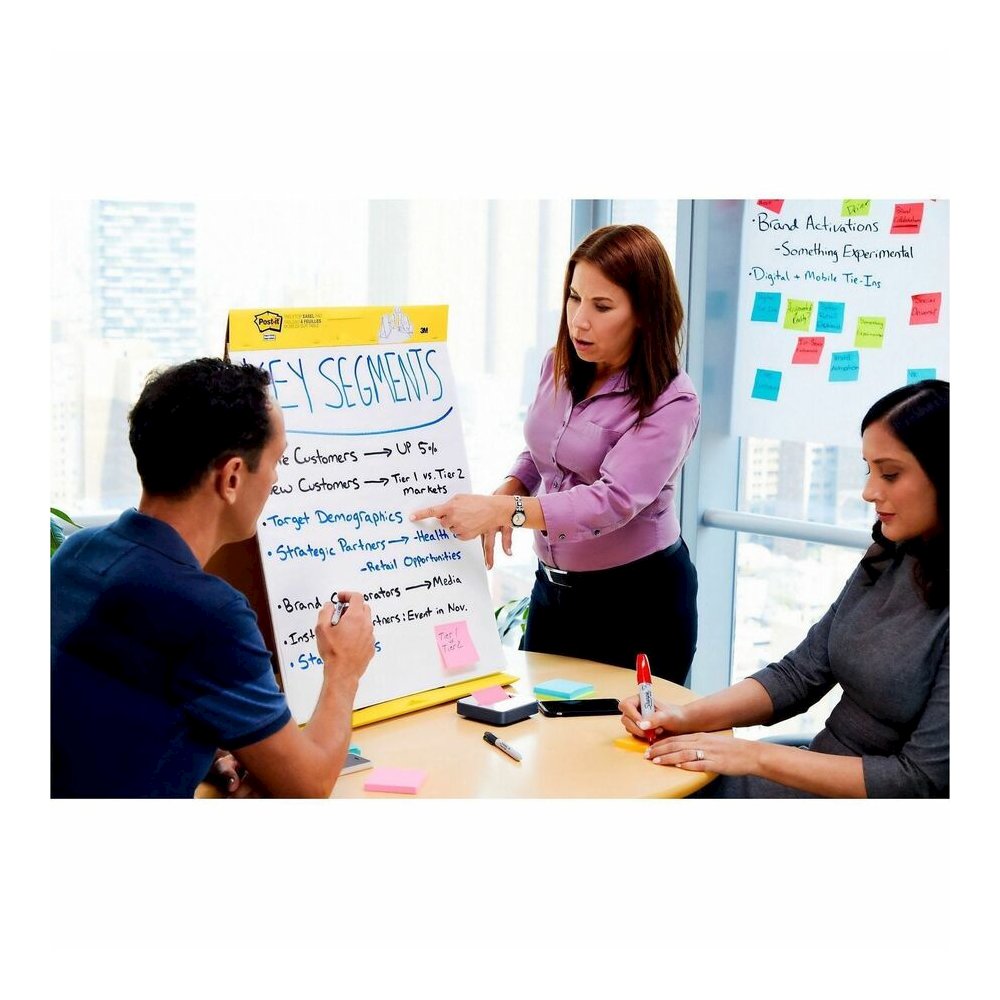 Post-it&reg; Tabletop Easel Pads - 20 Sheets - Plain - Stapled - 18.50 lb Basis Weight - 20" x 23" Sheet Size - White Paper - Cardboard Cover - Resist Bleed-through, Self-adhesive, Perforated, Built-i. Picture 3