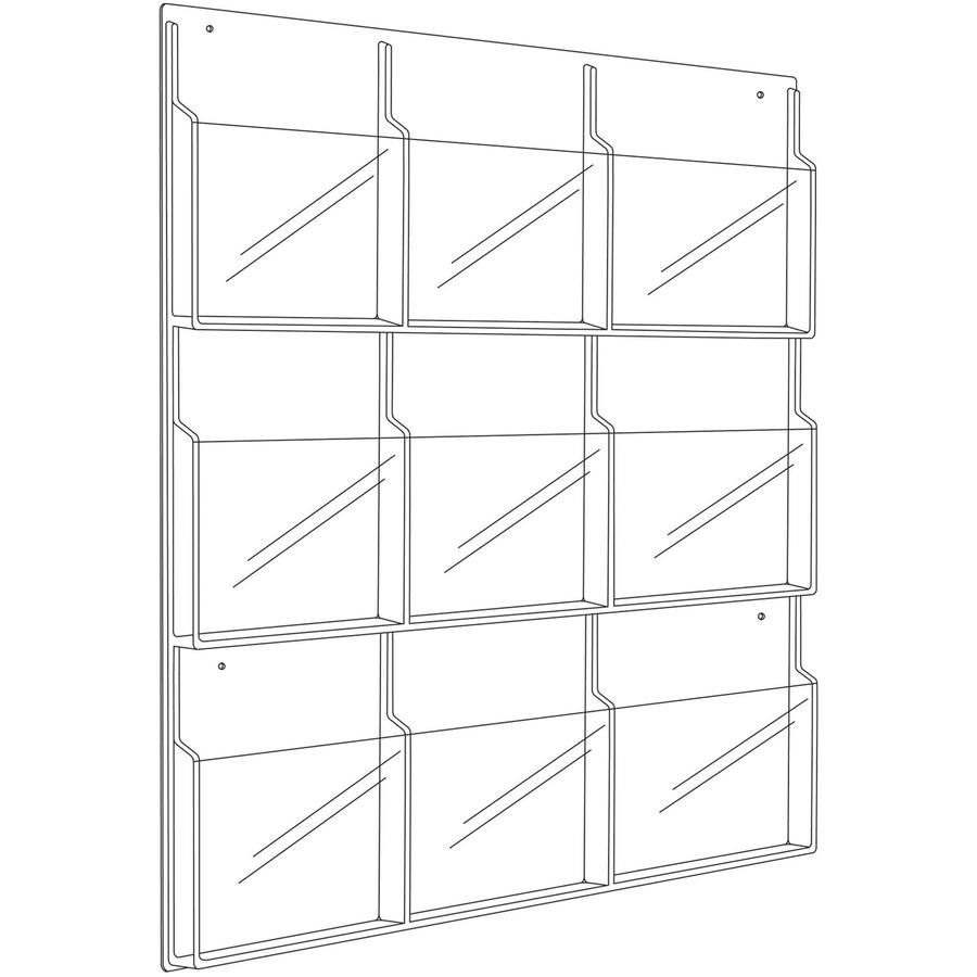Safco 9-Pocket Magazine/Literature Display Rack - 9 Pocket(s) - 36.88" Height x 30" Width x 2" Depth - Break Resistant - Clear - Plastic - 1 Each. Picture 5
