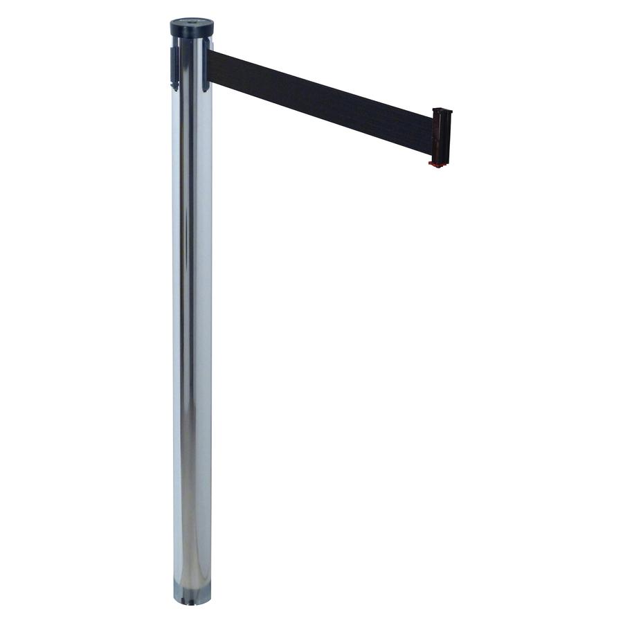 Tatco Adjusta-Tape Stanchion Post - Chrome Plated 10 ft Post Black Tape - Chrome - 2 / Box. Picture 2