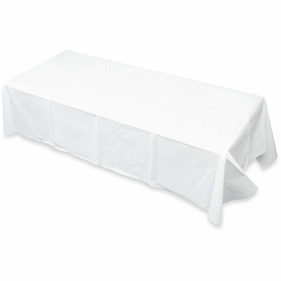 Tatco White Paper Rectangular Tablecovers - 108" Length x 54" Width - Paper - White - 20 / Carton. Picture 4