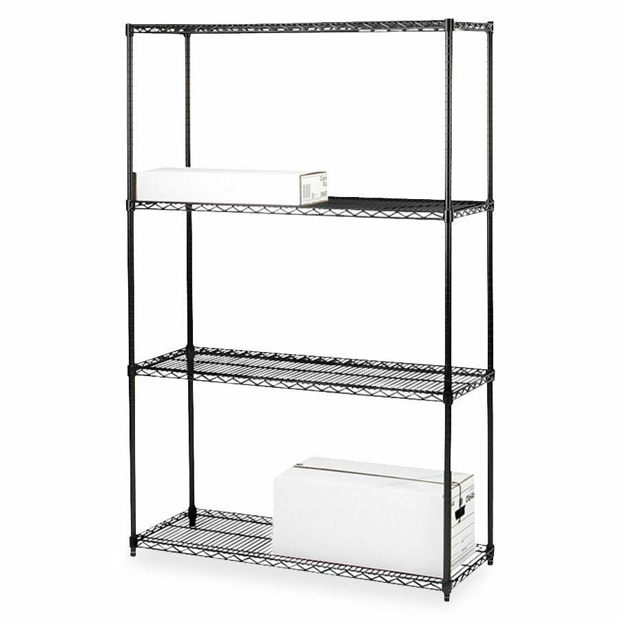 Lorell Industrial Wire Starter Shelving Unit - 4 Shelf(ves) - 4 Tier(s) - 72" Height x 36" Width x 18" Depth - Powder Coated - Black - Steel - 1 Each. Picture 4