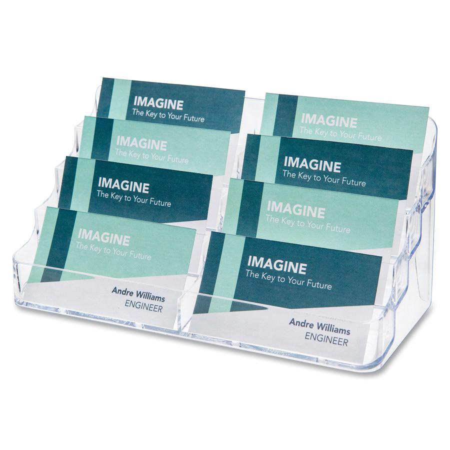 Deflecto Business Card Holder - 0.4" x 7.9" x 3.5" x - Acrylic - 1 Each - Clear. Picture 2