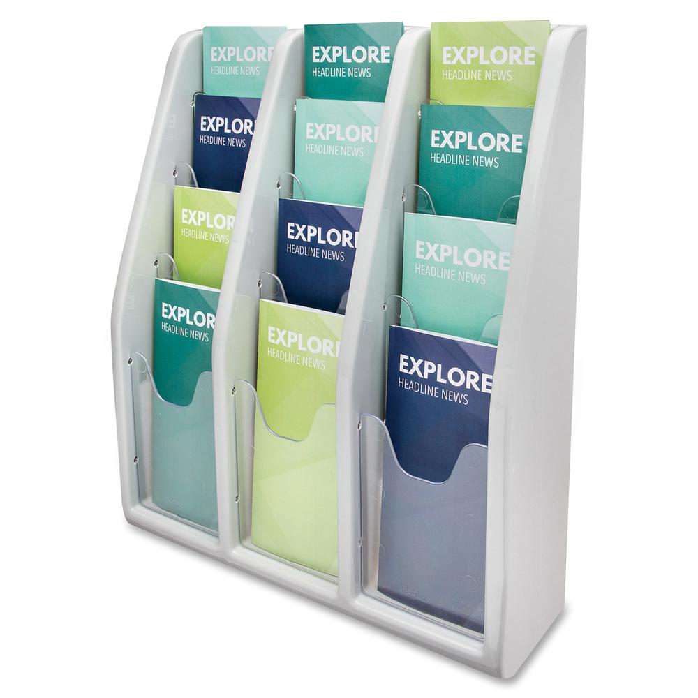 Deflecto Multi-Compartment Literature Display - 12 Pocket(s) - 19.8" Height x 15.8" Width x 5" DepthDesktop - Durable, Lightweight - Gray - Plastic - 1 Each. Picture 7