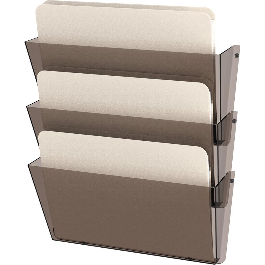 Deflecto Unbreakable DocuPocket - 3 Pocket(s) - 6.5" Height x 14.5" Width x 3" Depth - Unbreakable - Smoke - Plastic - 3 / Pack. Picture 4