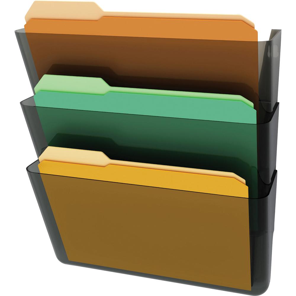 Deflecto Stackable DocuPocket Set - 3 Pocket(s) - 7" Height x 13" Width x 4" Depth - Stackable - Smoke - 3 / Set. Picture 2