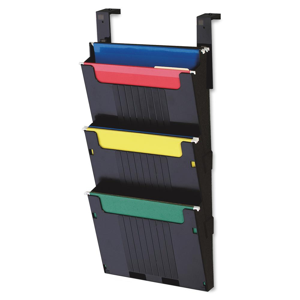 Deflecto Partition Pocket System - 3 Pocket(s) - 25" Height x 12.6" Width x 3.9" Depth - Black - 3 / Set. Picture 4