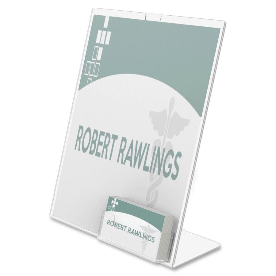 Deflecto Superior Image Slanted Sign Holders - 1 Each - 11" Width x 8.5" Height - Rectangular Shape - Plastic - Clear. Picture 4