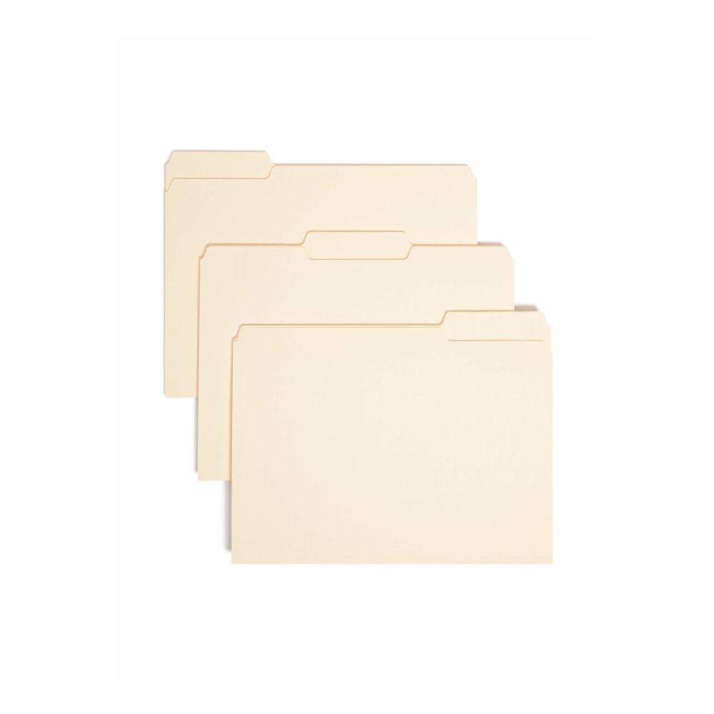 Smead 1/3 Tab Cut Letter Recycled Interior File Folder - 8 1/2" x 11" - 3/4" Expansion - Top Tab Location - Assorted Tab Position - 11 pt. - 1 Plys - Manila - 10% Recycled - 100 / Box. Picture 7