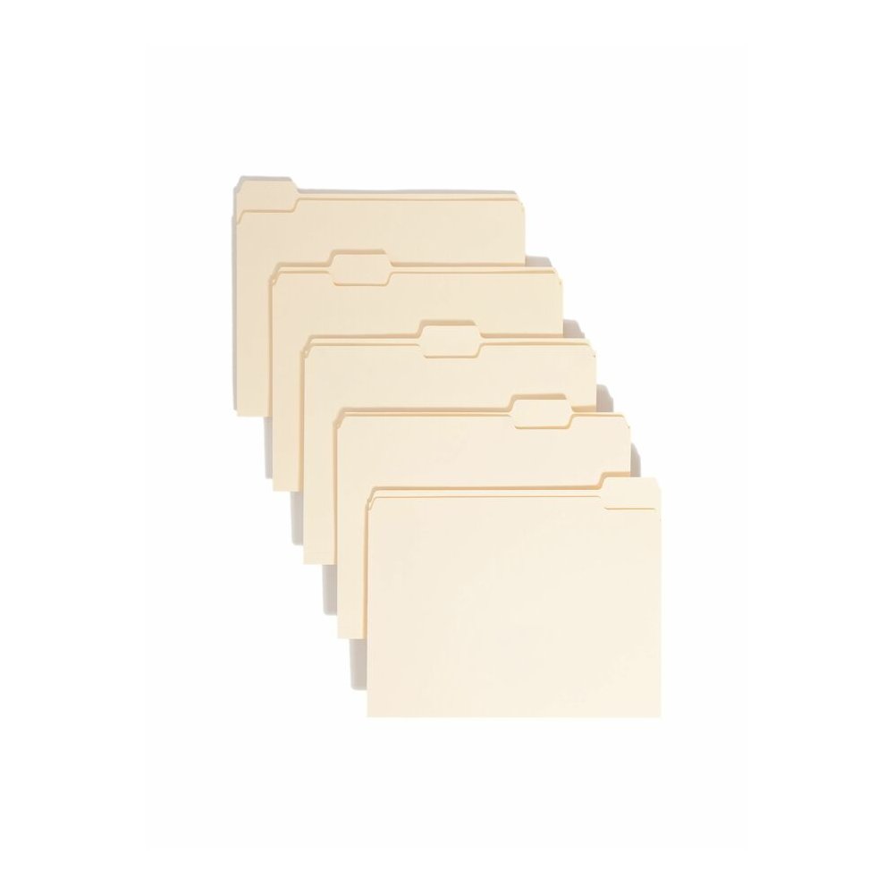 Smead 1/5 Tab Cut Letter Recycled Top Tab File Folder - 8 1/2" x 11" - 3/4" Expansion - Top Tab Location - Assorted Tab Position - 11 pt. - 1 Plys - Manila - 10% Recycled - 100 / Box. Picture 7