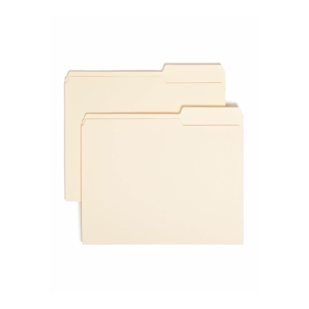 Smead 2/5 Tab Cut Letter Recycled Top Tab File Folder - 8 1/2" x 11" - 3/4" Expansion - Top Tab Location - Right Tab Position - 11 pt. - 1 Plys - Manila - Rounded Corner - 10% Recycled - 100 / Box. Picture 6