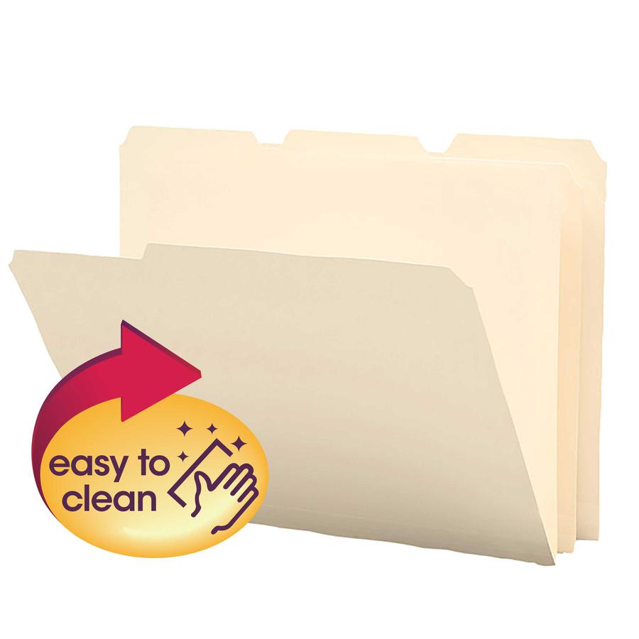 Smead 1/3 Tab Cut Letter Top Tab File Folder - 8 1/2" x 11" - 3/4" Expansion - Top Tab Location - Assorted Position Tab Position - Polypropylene - Manila - 12 / Pack. Picture 2