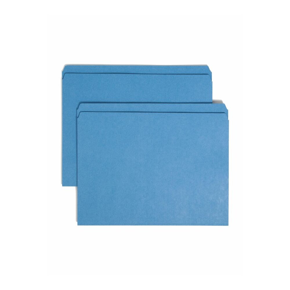 Smead Straight Tab Cut Letter Recycled Top Tab File Folder - 8 1/2" x 11" - 3/4" Expansion - 11 pt. - 2 Plys - Blue - Reinforced - 10% Recycled - 100 / Box. Picture 7