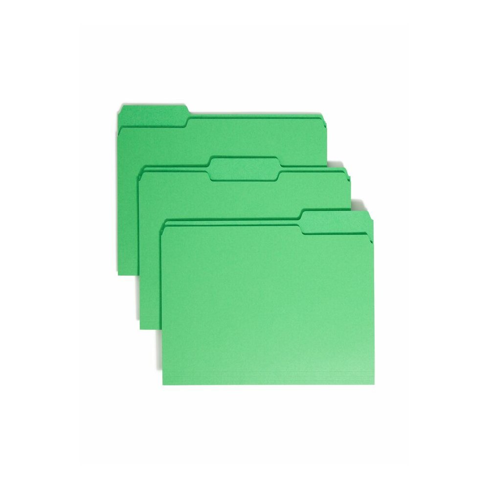 Smead Colored 1/3 Tab Cut Letter Recycled Top Tab File Folder - 8 1/2" x 11" - 3/4" Expansion - Top Tab Location - Assorted Tab Position - 11 pt. - 1 Plys - Green - Rounded Corner - 10% Recycled - 100. Picture 8