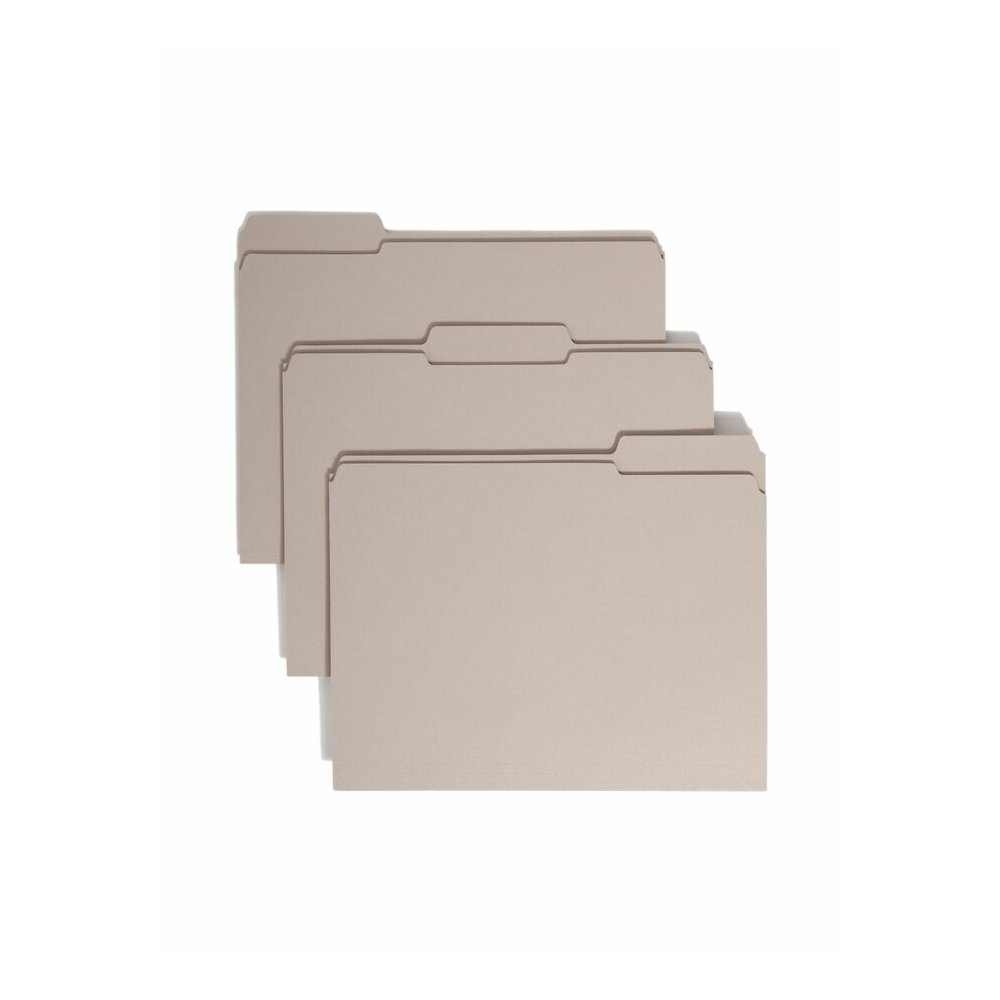Smead Colored 1/3 Tab Cut Letter Recycled Top Tab File Folder - 8 1/2" x 11" - 3/4" Expansion - Top Tab Location - Assorted Tab Position - 11 pt. - 2 Plys - Gray - 10% Recycled - 100 / Box. Picture 5