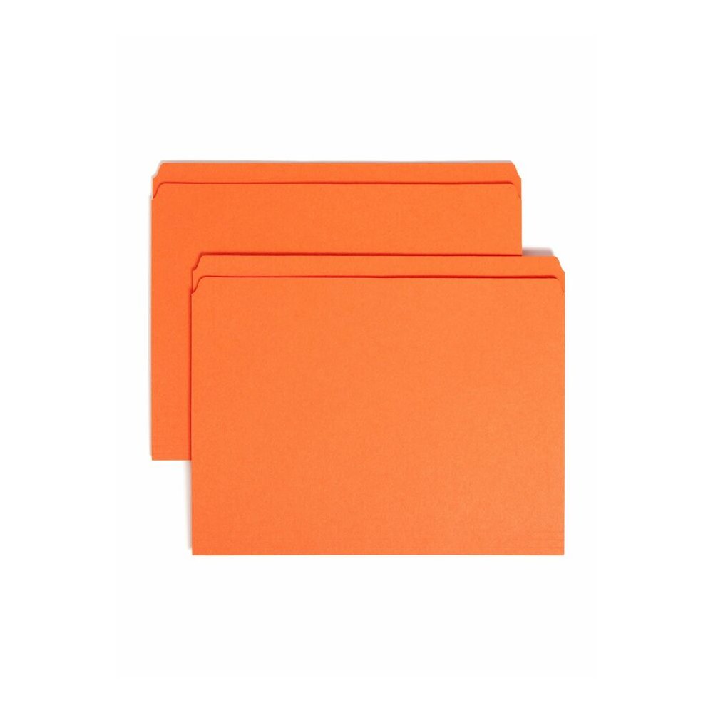Smead Colored Straight Tab Cut Letter Recycled Top Tab File Folder - 8 1/2" x 11" - 3/4" Expansion - 11 pt. - 2 Plys - Orange - Reinforced Tab - 10% Recycled - 100 / Box. Picture 7