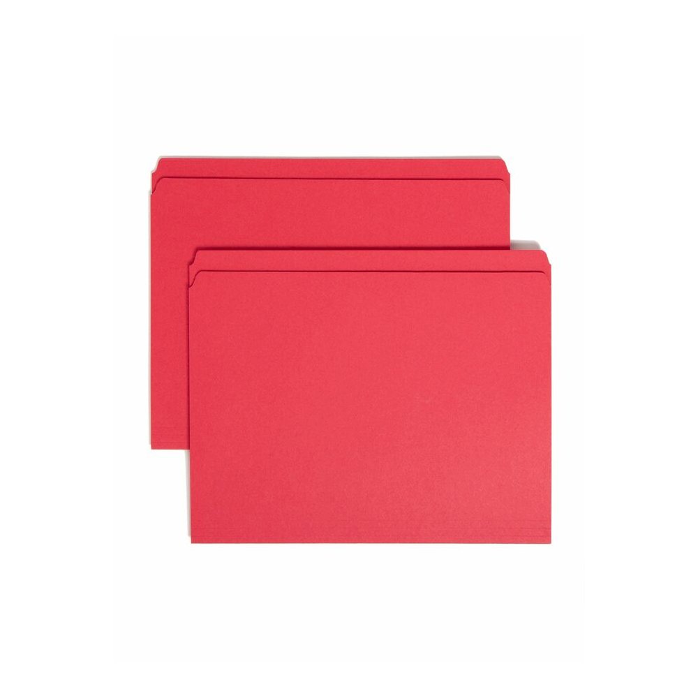 Smead Colored Straight Tab Cut Letter Recycled Top Tab File Folder - 8 1/2" x 11" - 3/4" Expansion - 11 pt. - 2 Plys - Red - 10% Recycled - 100 / Box. Picture 7