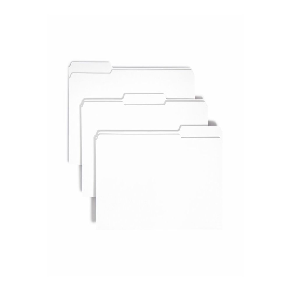 Smead Colored 1/3 Tab Cut Letter Recycled Top Tab File Folder - 8 1/2" x 11" - Top Tab Location - Assorted Tab Position - 11 pt. - 2 Plys - White - 10% Recycled - 100 / Box. Picture 6