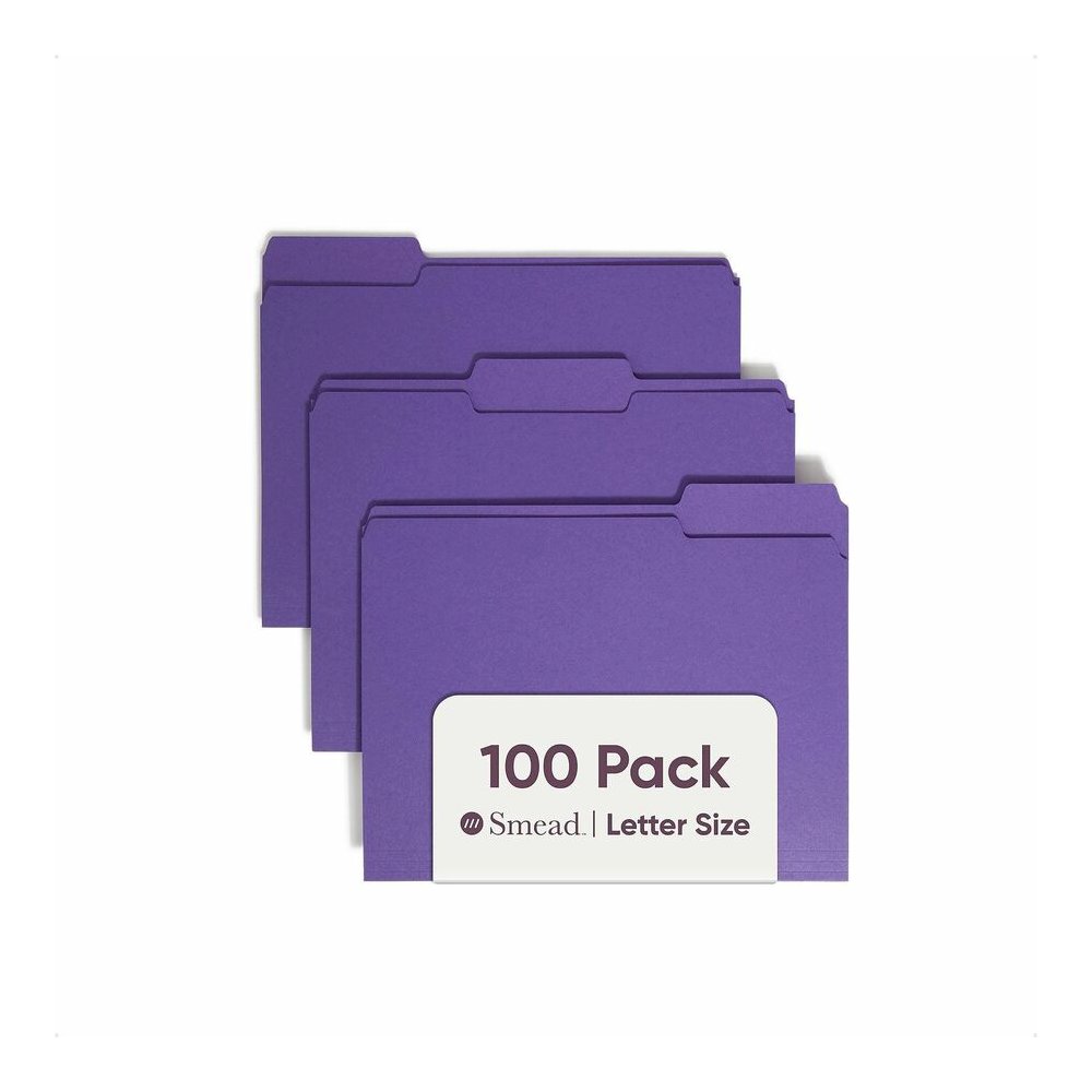 Smead Colored 1/3 Tab Cut Letter Recycled Top Tab File Folder - 8 1/2" x 11" - 3/4" Expansion - Top Tab Location - Assorted Tab Position - 11 pt. - 1 Plys - Purple - Rounded Corner - 10% Recycled - 10. Picture 7