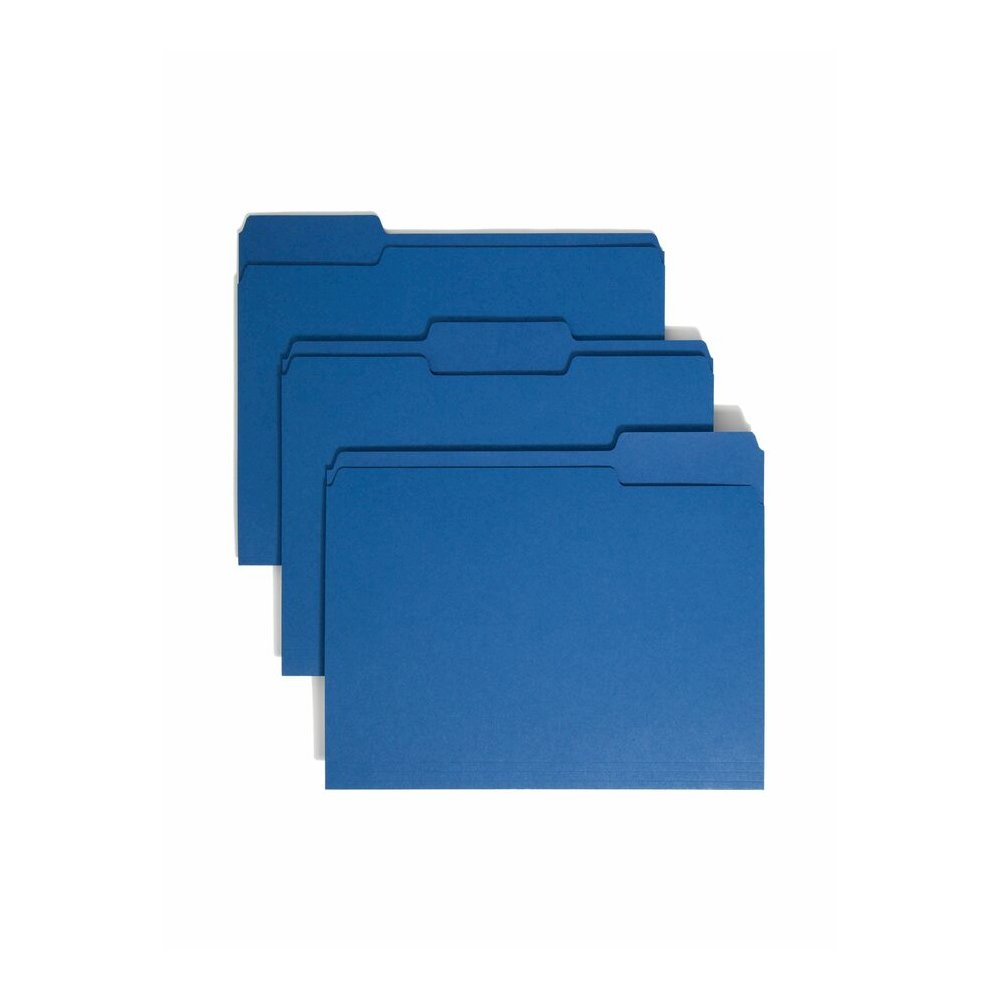 Smead Colored 1/3 Tab Cut Letter Recycled Top Tab File Folder - 8 1/2" x 11" - 3/4" Expansion - Top Tab Location - Assorted Tab Position - 11 pt. - 1 Plys - Navy Blue - Rounded Corner - 10% Recycled -. Picture 7