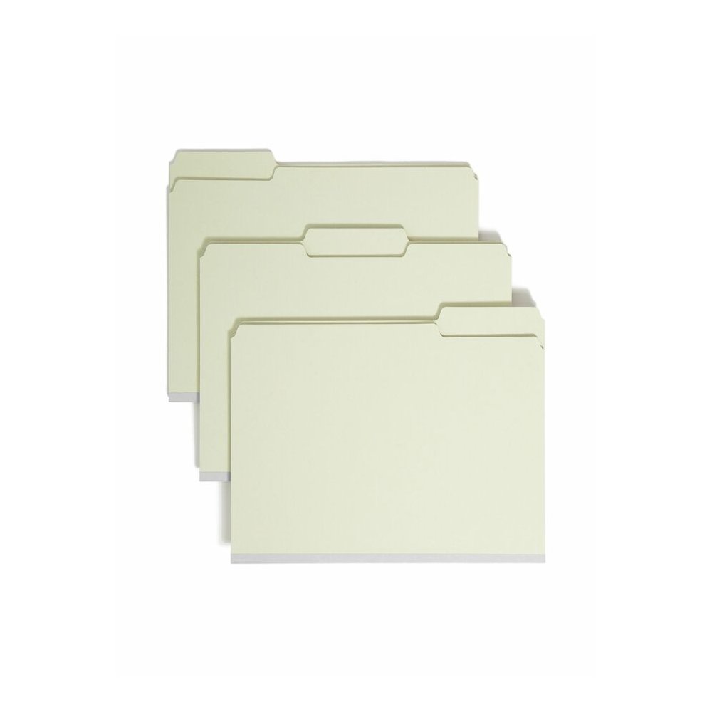 Smead 1/3 Tab Cut Letter Recycled Top Tab File Folder - 8 1/2" x 11" - 1" Expansion - Top Tab Location - Assorted Tab Position - 25 pt. - Pressboard - Gray, Green - Heavy Duty, Wear Resistant, Tear Re. Picture 7