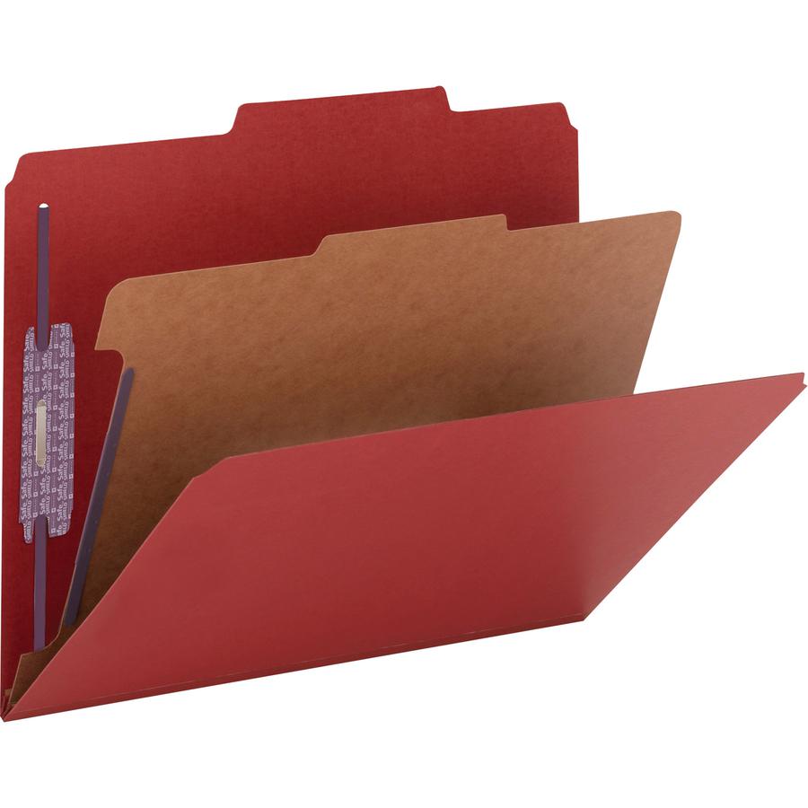 Smead SafeSHIELD 2/5 Tab Cut Letter Recycled Classification Folder - 8 1/2" x 11" - 2" Expansion - 2 x 2S Fastener - 2" for Folder - Top Tab Location - Right of Center Tab Position - 1 Divider - 25 pt. Picture 6
