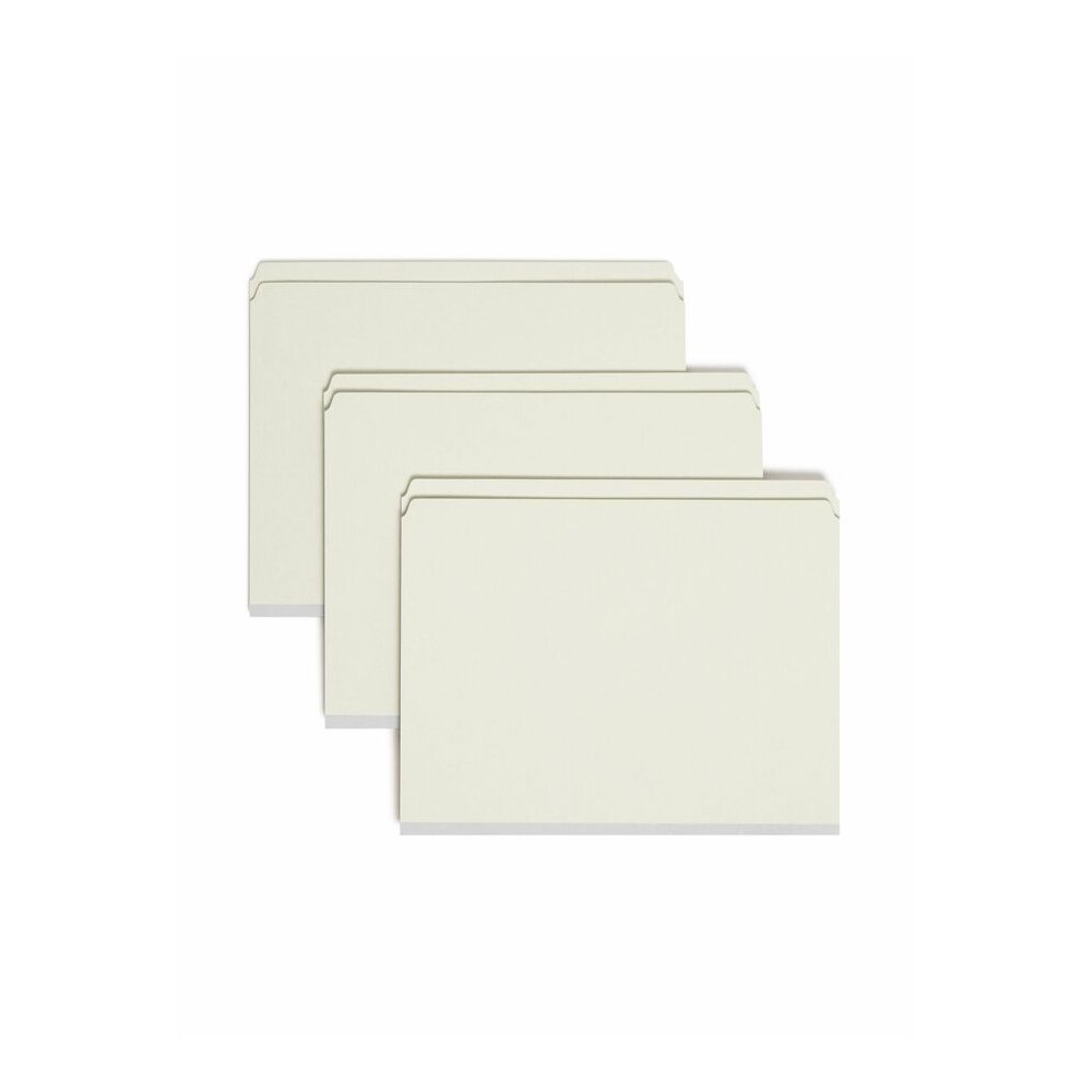 Smead Straight Tab Cut Letter Recycled Fastener Folder - 8 1/2" x 11" - 2" Expansion - 2 x 2S Fastener - 2" for Folder - 25 pt. - Pressboard - Gray/Green - Tear Resistant - 100% Recycled - 25 / Box. Picture 5
