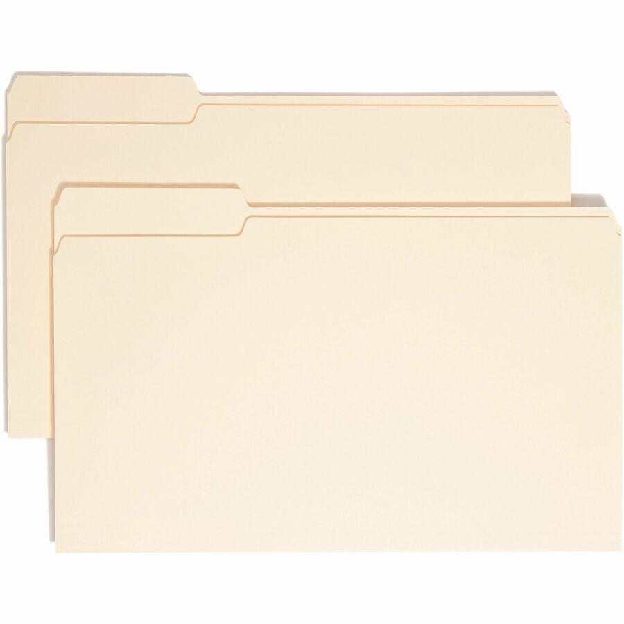 Smead 1/3 Tab Cut Legal Recycled Top Tab File Folder - 8 1/2" x 14" - 3/4" Expansion - Top Tab Location - First Tab Position - Manila - Manila - 10% Recycled - 100 / Box. Picture 9