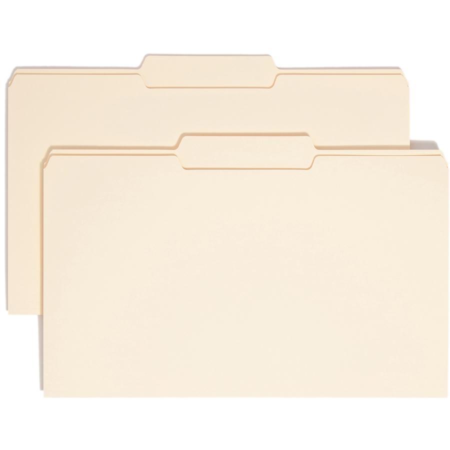 Smead 1/3 Tab Cut Legal Recycled Top Tab File Folder - 8 1/2" x 14" - 3/4" Expansion - Top Tab Location - Second Tab Position - Manila - Manila - 10% Recycled - 100 / Box. Picture 8