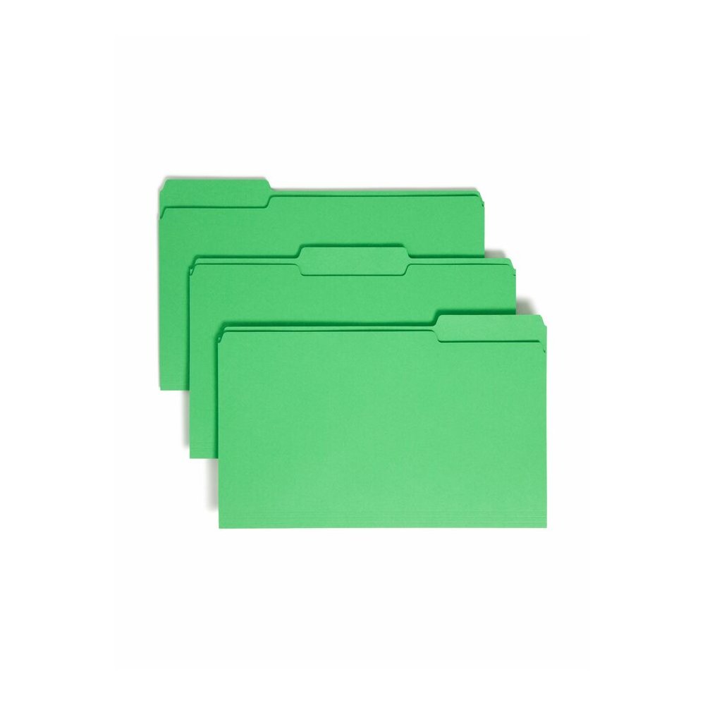 Smead Colored 1/3 Tab Cut Legal Recycled Top Tab File Folder - 8 1/2" x 14" - 3/4" Expansion - Top Tab Location - Assorted Tab Position - 11 pt. - 1 Plys - Green - Break Resistant - 10% Recycled - 100. Picture 7